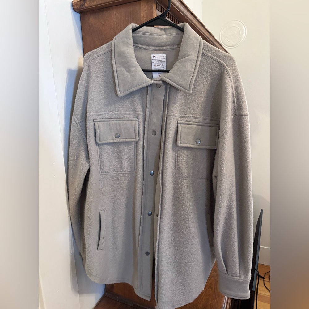Fornia Sage Green Fleece Overshirt Jacket
